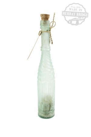 "Message in a bottle" - I belong to River "Baaka" - water Country… our ancient rivers need healthy ecosystems.  People are at the core of "Country"… Sand reflects river bed. "Old rivers, need old solutions"… Ash reflects a degraded silt load, choking our rivers... "Baaka"